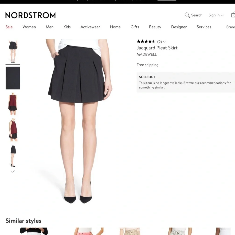 Madewell black jacquard pleated skirt 14